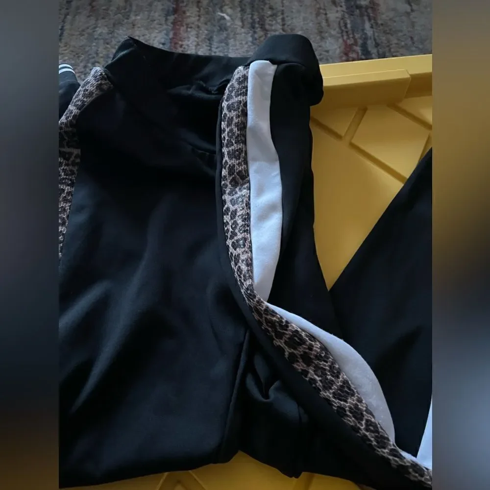 Kidpik track pants with leopard and stripe detail